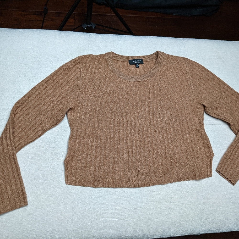 Babaton Aritzia cropped wool/linen blend sweater